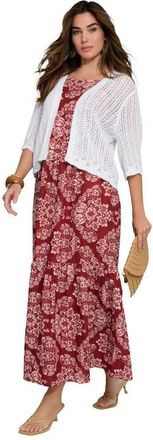 Roaman's Plus Size Crochet Open Front Flare Sleeve Shrug Cardigan in White at Nordstrom, Size 28