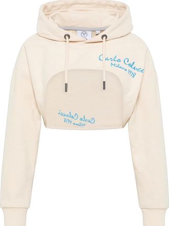 Carlo Colucci Cropped Oversized Sweatshirt - Dames - Hoodies - Wit - XL - Katoen - Hoodies & sweatvesten