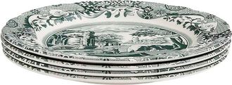 Spode Set Of 4 Green Italian 10.5In Dinner Plates