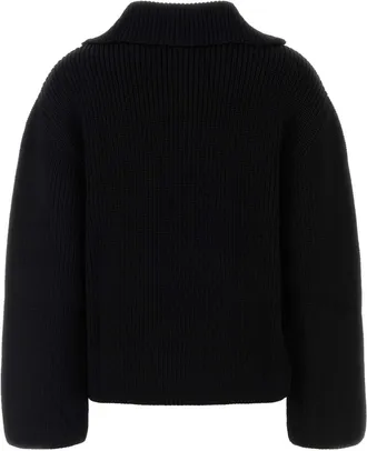 Courr&egrave;ges Womens Black Wool Oversize Sweater Exterior: Merino Maglieria