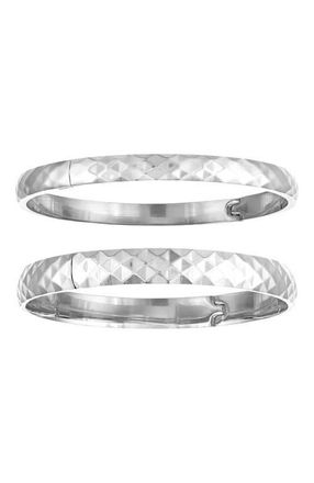 BEN ONI Diamond-cut Polished Bangle Set in Silver at Nordstrom