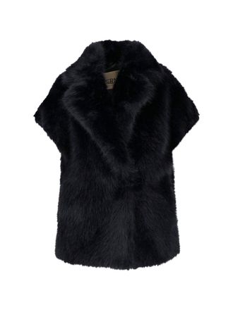 Herno Black Short-Sleeved Faux Fur Jacket