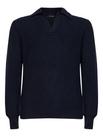 Tagliatore ribbed long-sleeve pullover - Blue