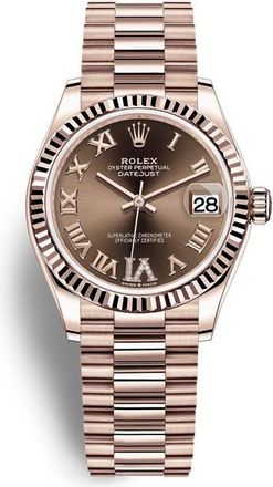 Rolex Datejust 31 Automatic 18kt Everose Gold Diamond Chocolate Dial Ladies Watch 278275-0025