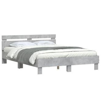 Berkfield Home Durable Bed Frame with LED without Mattress Concrete Grey 150x200 | Size: King
