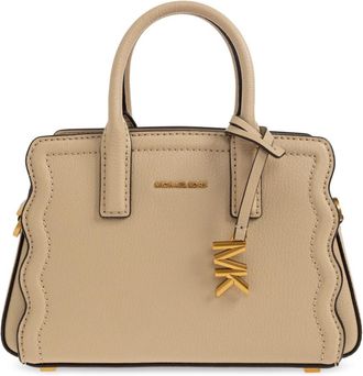 Michael Kors Laila Extra-Small Gekreukelde Leren Convertible Crossbody Tas - Dames - Handtassen - Beige - ONE Size - Leer - Tassen