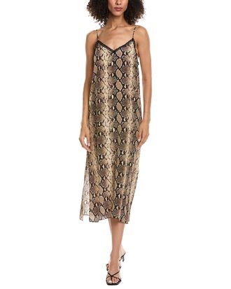 The Kooples Snakeskin Print Silk Midi Slip Dress