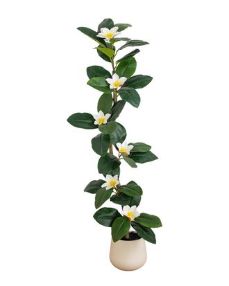 Nearly Natural 4Ft Artificial Minimalist Magnolia Tree In Decorative Planter