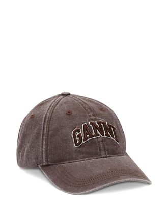 Ganni logo-detail baseball cap - women - Fabric - One Size - Brown