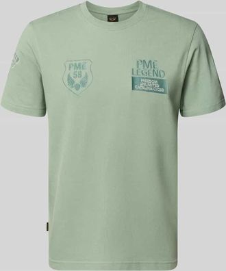 PME Legend T-Shirt mit Rundhalsausschnitt und Stitchings in Hellgruen, Gr&ouml;&szlig;e XXXL