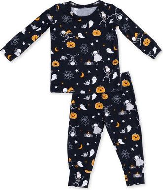 Angel Dear Kids Halloween Skeleton Buddies Fitted Two-Piece Pajamas in Black at Nordstrom, Size 18-24M