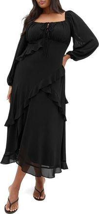 City Chic Shayla Long Sleeve Dress in Black at Nordstrom, Size 22W