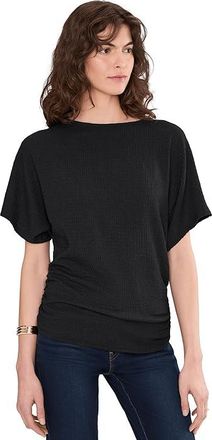 Vince Camuto Dolman Drapped Top Womens Clothing Rich Black : XL, Polyester/Spandex
