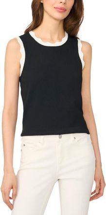 CeCe by Cynthia Steffe Scalloped Trim Sleeveless Sweater in Rich Black at Nordstrom, Size Xx-Large