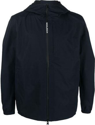 Woolrich logo-print hooded jacket - men - Polyester - S - Blue
