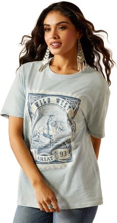 Ariat Womens Wild West Stamp T-Shirt in Bleached Blue, Size X-Small, by Ariat