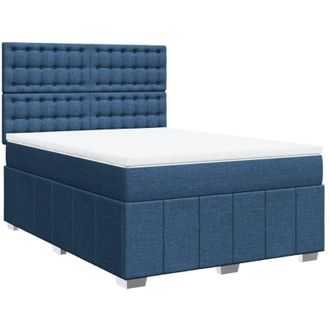 vidaXL Cama Box Spring Con Colch&oacute;n Tela Azul 160x200 Cm Vidaxl