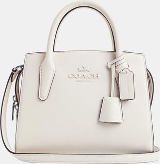 Coach Womens Smooth Leather Andrea Carryall with Tonal Hardware Bag - White - One Size