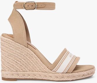 Tommy Hilfiger Womens Webbing Logo Denim Wedge Espadrille - Beige - US 6.5 / EU 37