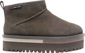 Tommy Jeans TJW Suede Flatform Boot WL - Dames - Winterlaarzen - Grijs - 37 EU - Polyester - Schoenen