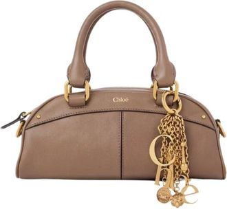 Chlo&eacute; Small Bowling Bag - Dames - Handtassen - Beige - ONE Size - Katoen - Tassen