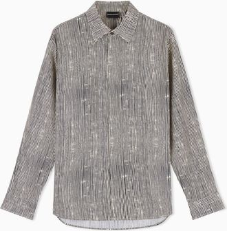 Emporio Armani All Over Print Lyocell Blend Shirt
