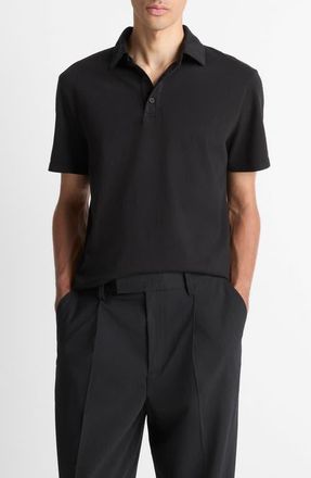 Vince Regular Fit Garment Dyed Cotton Polo in True Black at Nordstrom, Size Xx-Large