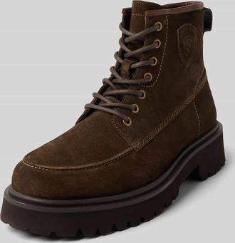 Blauer Schnürstiefel aus echtem Leder Modell Buxton in Dunkelbraun, Größe 41