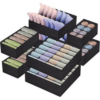 OEM Organiseur De Tiroir - Tela No Tejida Gruesa - Para Sujetadores Bragas Calcetines - Negro - Pack De 8