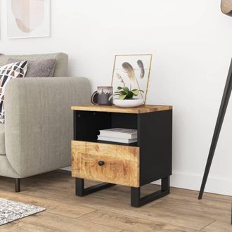 vidaXL Vidaxl - Mesita De Noche Madera Maciza Mango Y Madera Contrachapada