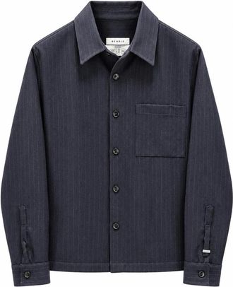 Be Able Leroy Pinstripe Shirt - Heren - Zomerjassen - Blauw - L - Wol - Jassen