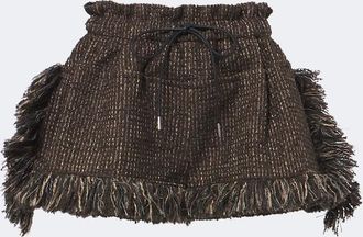 sacai Shorts de tweed en mezcla de lana con flecos