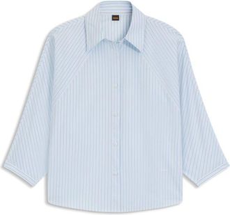 BOSS Relaxed-fit blouse in striped cotton poplin