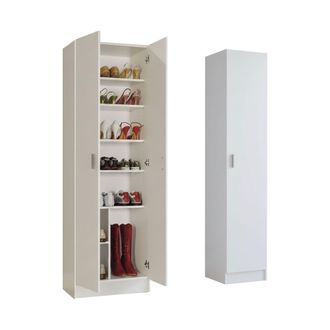 Dmora Armario Multiusos Grande Molteno, Modular, 6 Estantes, 3 Puertas, 96x180h Cm Blanco