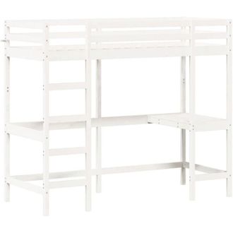 vidaXL Loft Bed without Mattress White 75x190 cm Small Single Solid Wood Pine Vidaxl