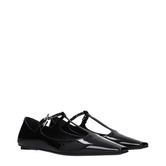 The Attico Womens Black Leather Ballet Flats