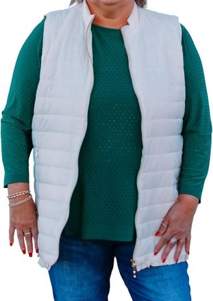 Multiples Zip Collar Quilted Vest In White