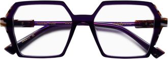 Etnia Barcelona Tolosa Hexagonal Deep Purple Acetate Eyeglasses with Tortoiseshell Accents