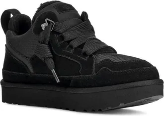UGG Lowmel Black Suede-Textile Padded Collar Ankle Boots
