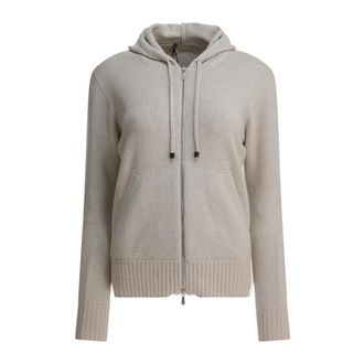 Drumohr Truien & Vesten, Dames, Beige, M, Kasjmier, Hooded Zip Cardigan