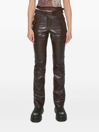 Misbhv flap-pockets trousers - women - Polyester/Polyurethane - M - Brown