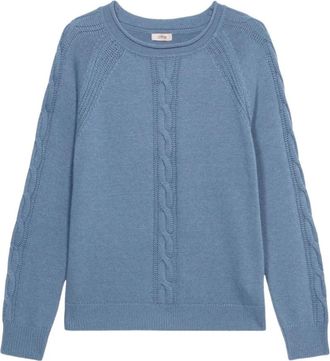 Oltre Trui met lange mouwen van kasjmiermix - Dames - Ronde hals truien - Blauw - S - Kasjmier - Truien & Vesten