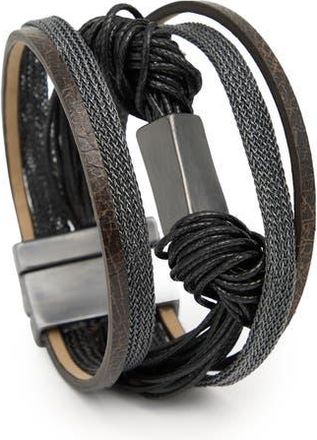 Saachi Knotted Cord & Faux Leather Multistrand Bracelet in Black at Nordstrom Rack