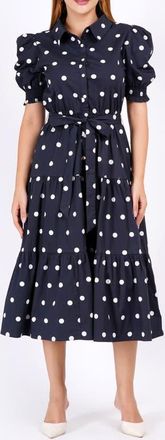 Leota Octavia Puff Sleeve Shirt Dress in Small Polka Black White at Nordstrom, Size Xx-Large