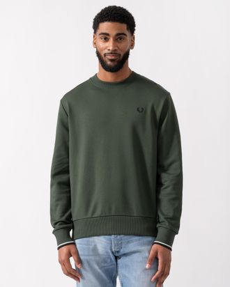 Fred Perry Mens Sweatshirt in Dark Green Cotton - Size Large