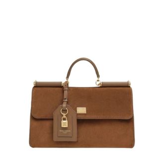 Dolce & Gabbana Tassen, Dames, Bruin, ONE Size, Su&egrave;de, My Sicily Tote