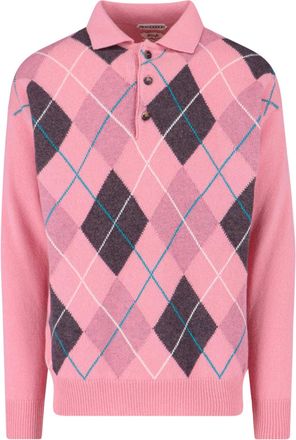 J.W.Anderson Pink Geometric Knit Classic Collar Sweater
