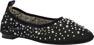 Tory Burch Womens Black Ballet Flats With Crystal Accents Nylon Ballerina Shoes