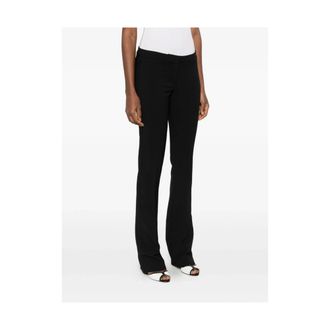 Elisabetta Franchi Straight Trousers, female, Black, Size: XL Lightweight Crepe Trousers