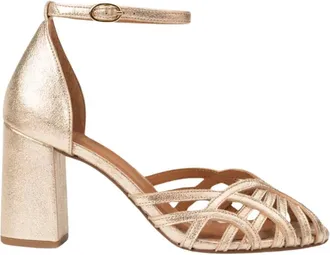 Maison Toufet Schoenen, Dames, Geel, 40 EU, Leer, Gekruiste Band Hak Sandalen